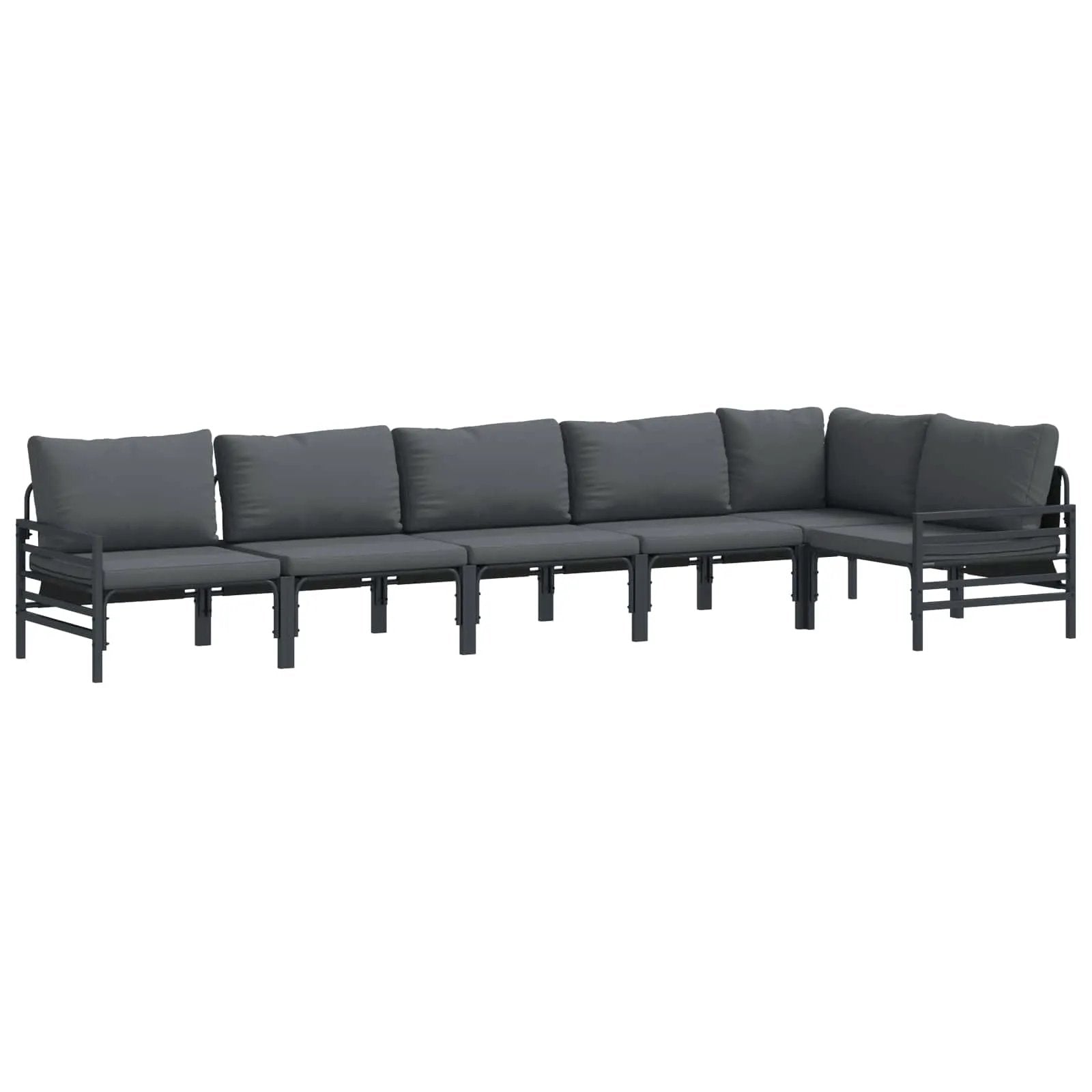vidaXL vidaXL Garden Sofa Set with Cushion 6 pcs Black Steel - Garden Sofa Sets