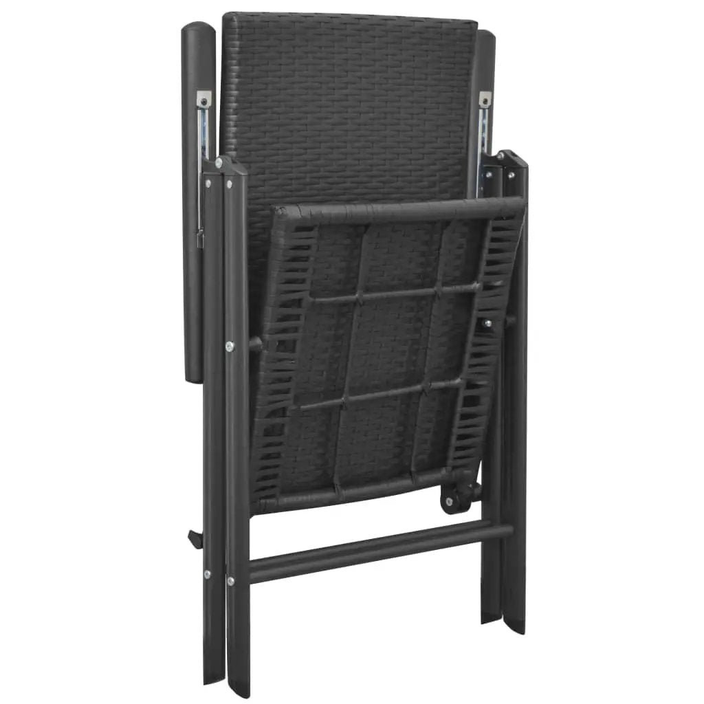 vidaXL vidaXL Stackable Garden Chairs 2 pcs Poly Rattan Black - Garden Chairs