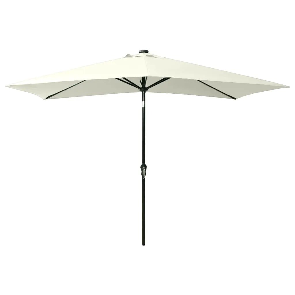 vidaXL vidaXL Garden Parasol with LEDs and Steel Pole Sand 2x3 m - Parasol