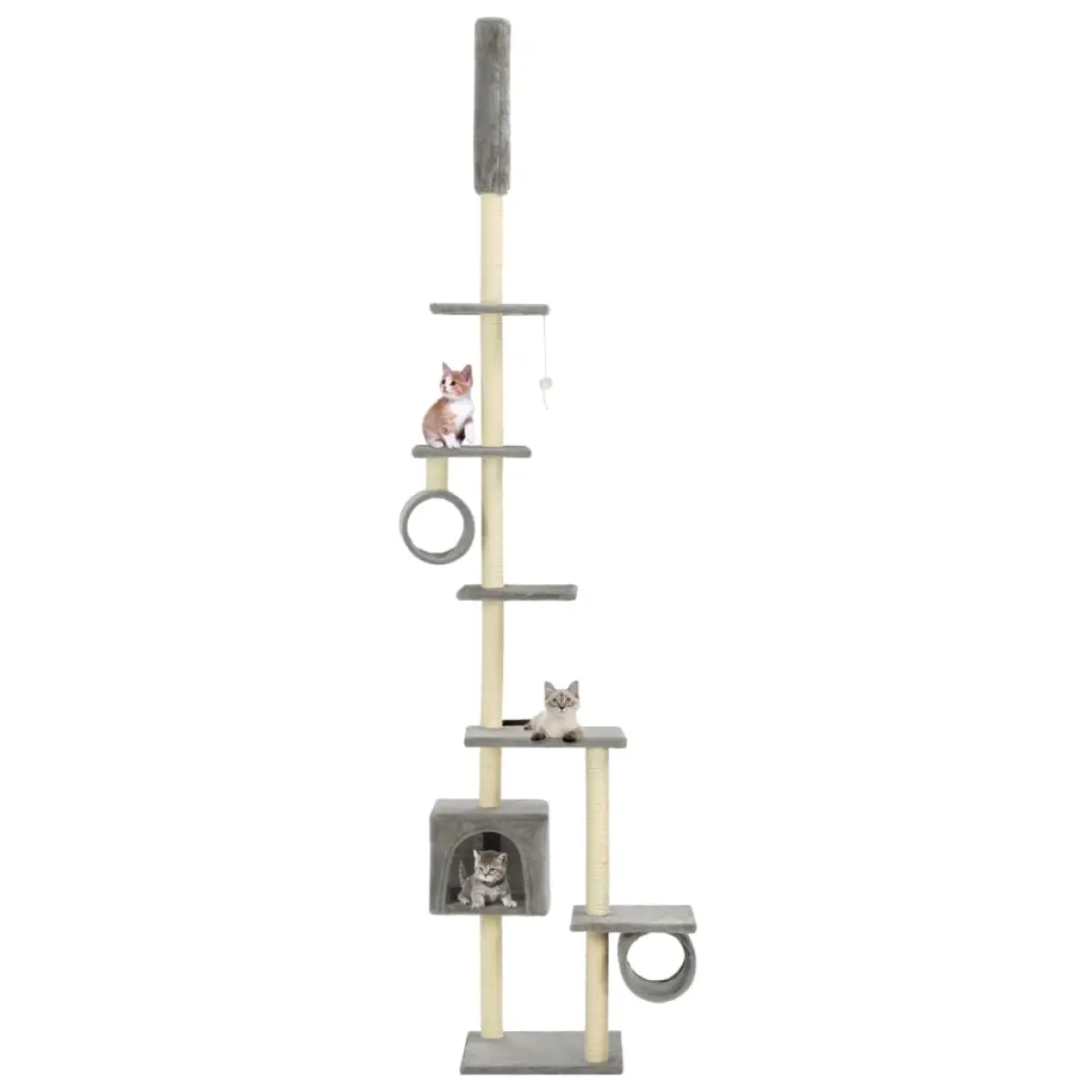vidaXL vidaXL Cat Tree with Sisal Scratching Posts 260 cm Grey - Cat Tree