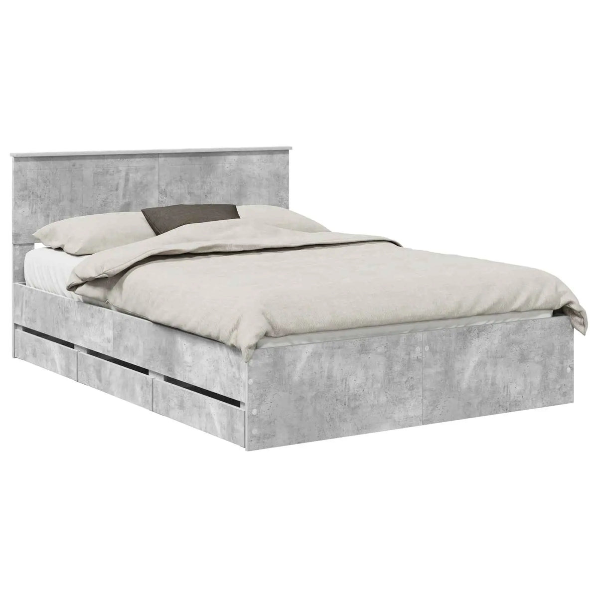 vidaXL Bed Frame with Drawer Concrete Grey 140 x 190 cm Engineer Wood - from vidaXL