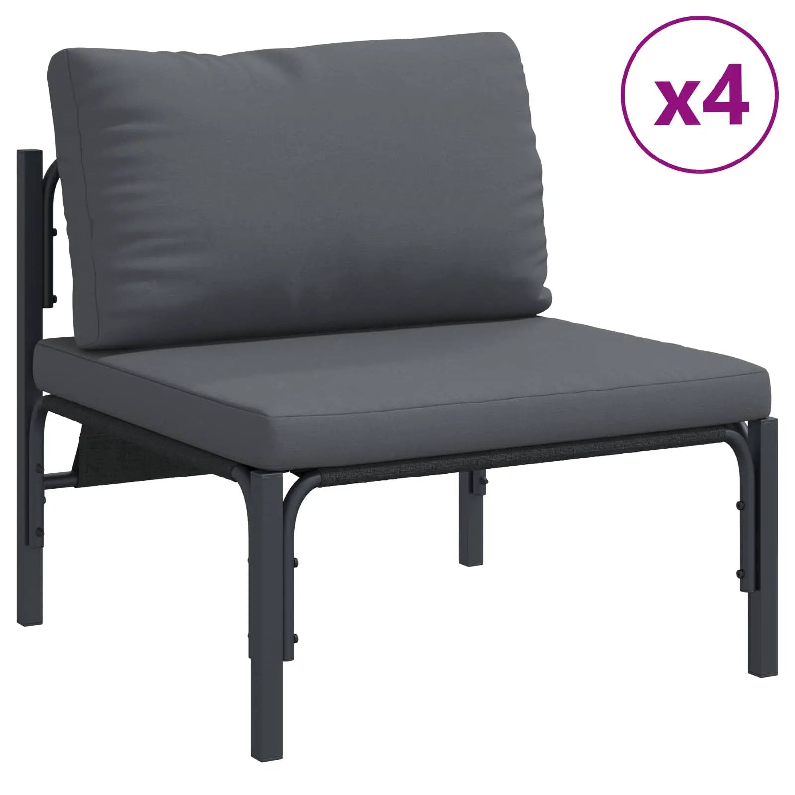 vidaXL vidaXL Garden Sofa Set with Cushion 7 pcs Black Steel - Garden Sofa Sets