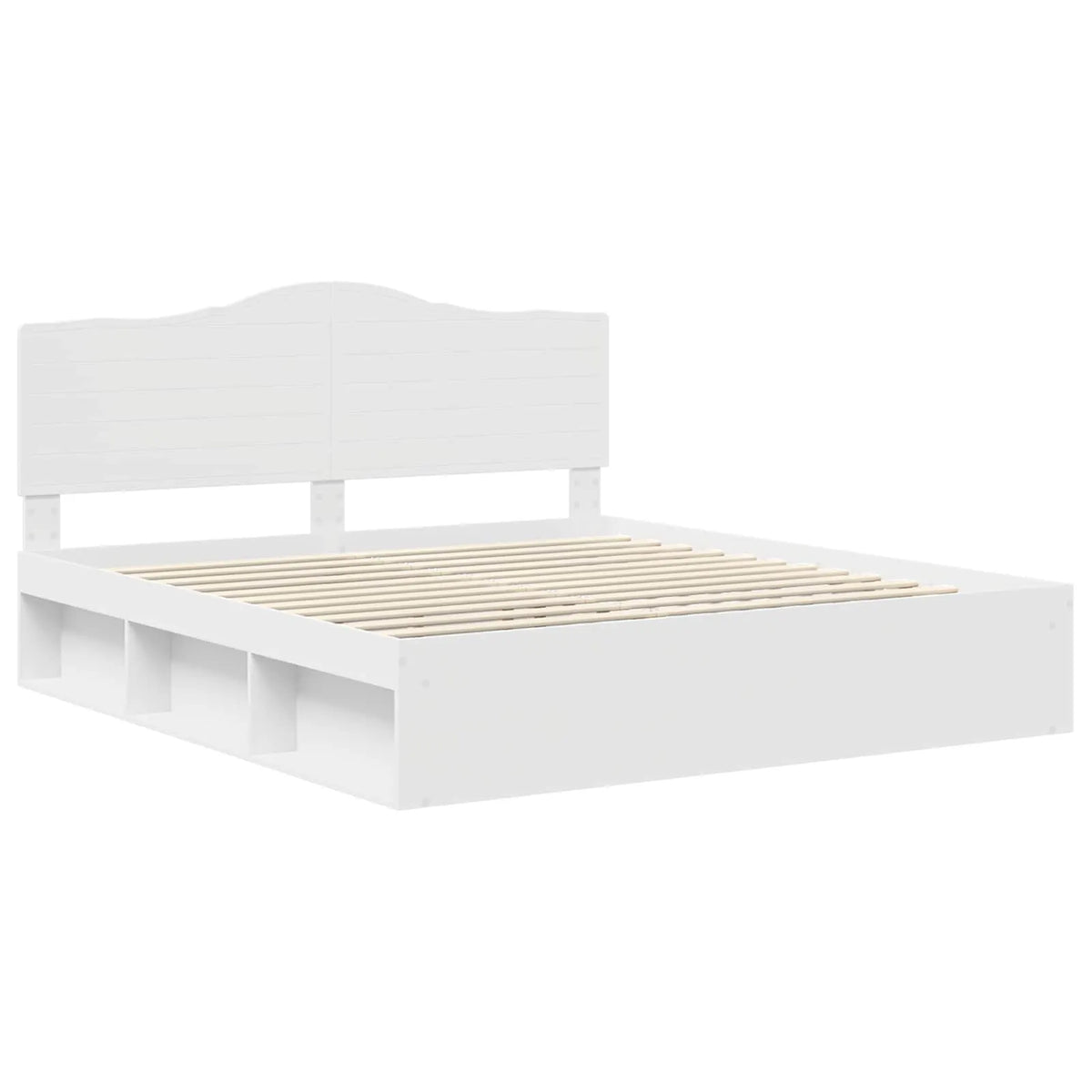 vidaXL Bed Frame with Headboard White 200 x 200 cm Solid Pine Wood - from vidaXL