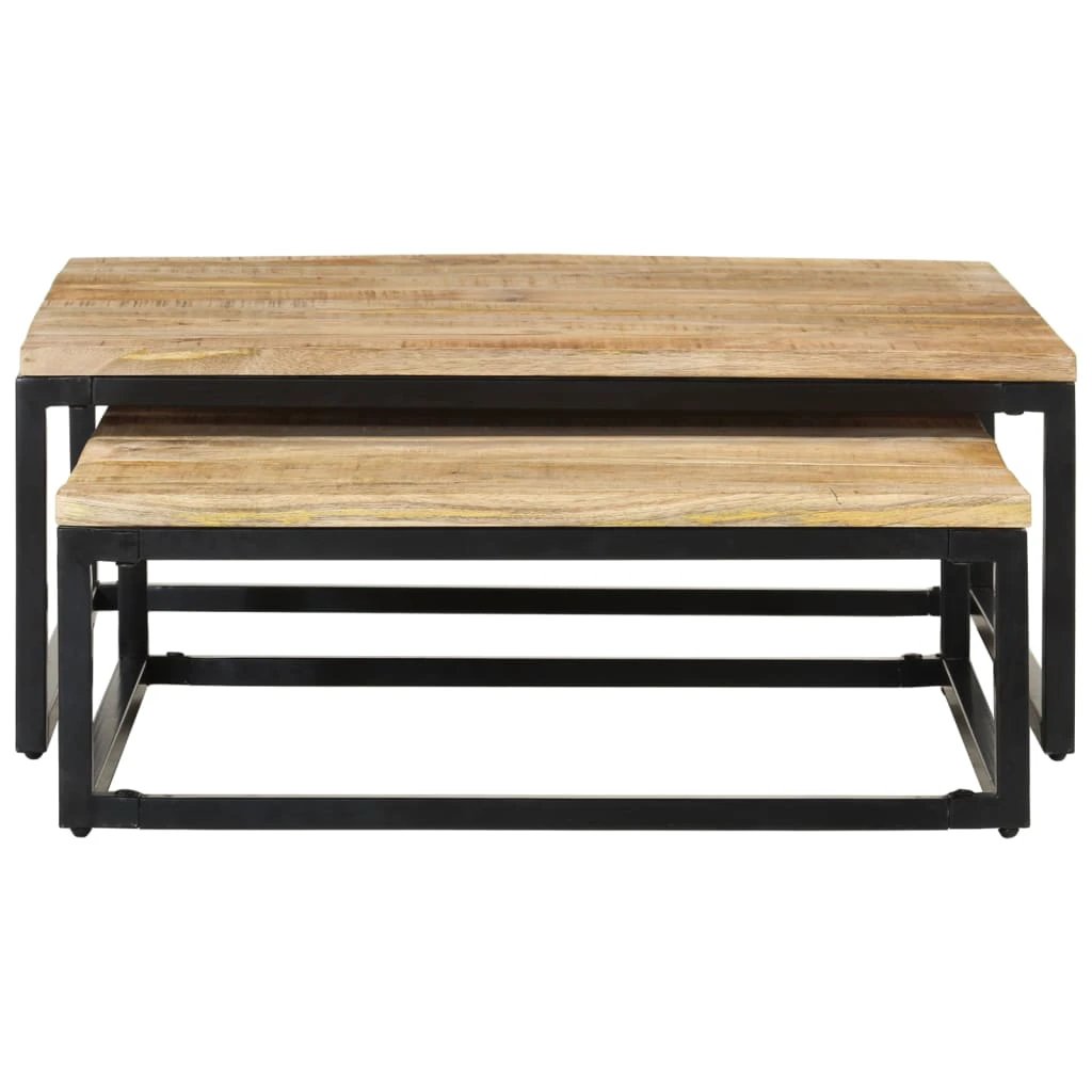 vidaXL vidaXL Nesting Coffee Tables Two-Piece Solid Mango Wood With Industrial Frame For Living Rooms - Coffee Table