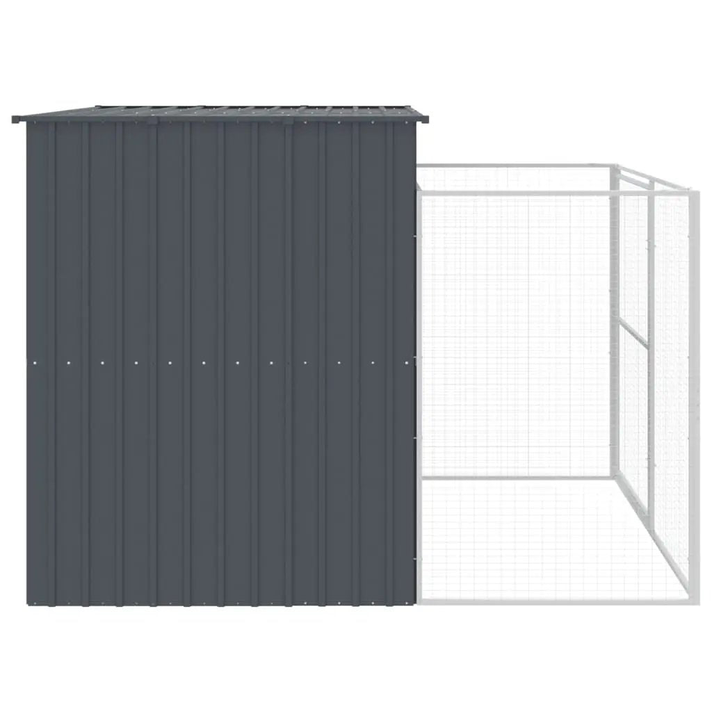 vidaXL Dog House with Run Anthracite 214x253x181 cm Galvanised Steel - from vidaXL