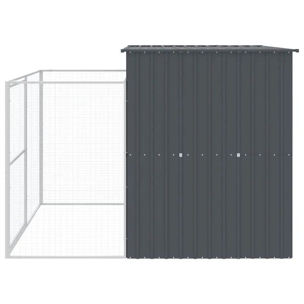 vidaXL Dog House with Run Anthracite 214x253x181 cm Galvanised Steel - from vidaXL