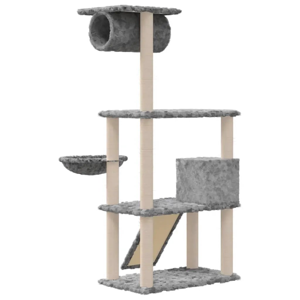vidaXL vidaXL Cat Tree with Sisal Scratching Posts Light Grey 131 cm - Cat Tree
