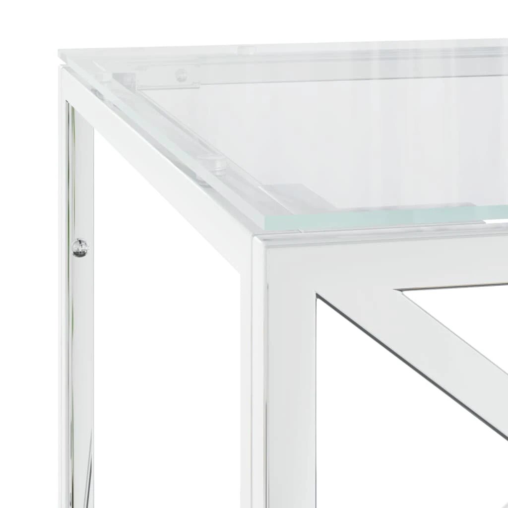 VidaXL Table 110x45x45 Stainless Glass Top Home by vidaXL