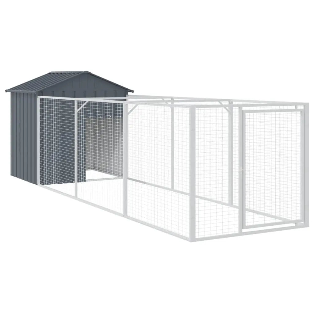 vidaXL Dog House with Roof Anthracite 117x405x123 cm Galvanised Steel - from vidaXL
