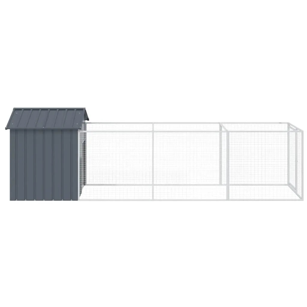 vidaXL Dog House with Roof Anthracite 117x405x123 cm Galvanised Steel - from vidaXL