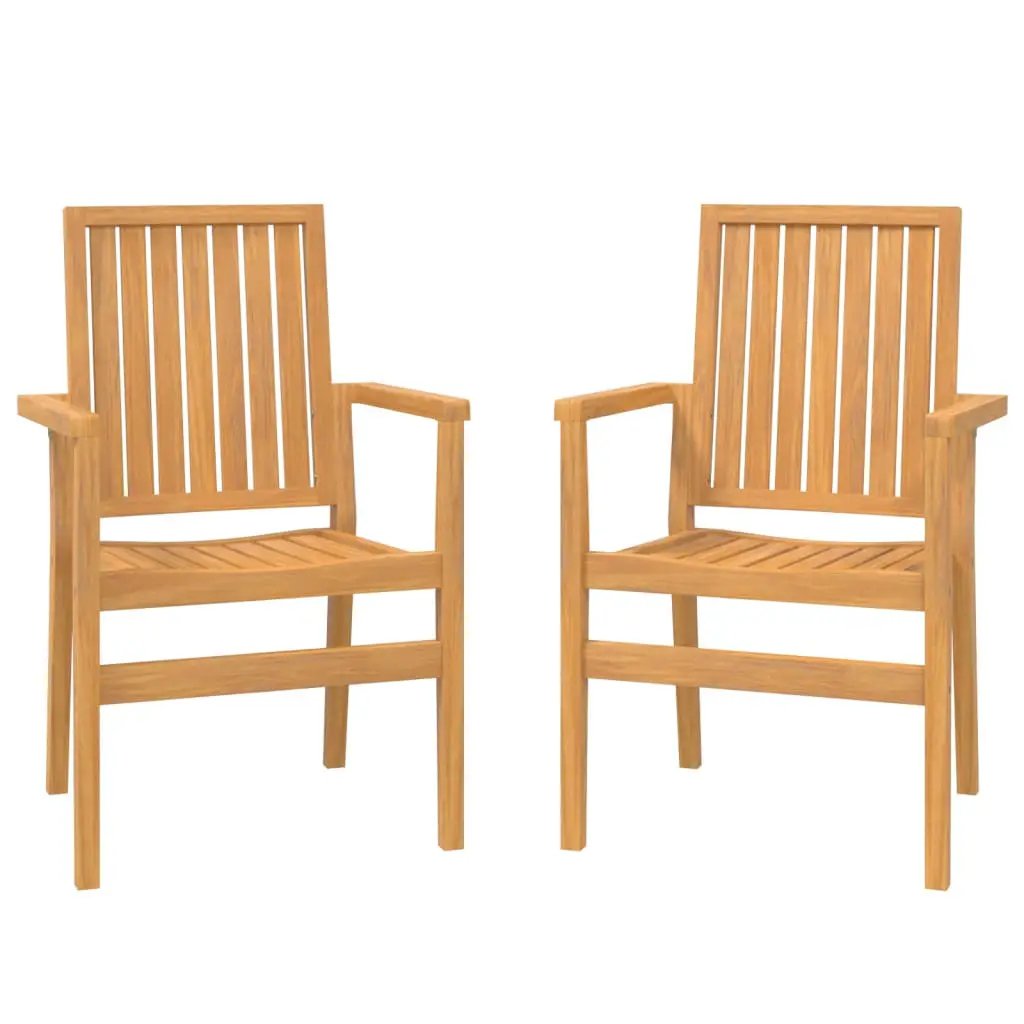 vidaXL vidaXL Stackable Garden Chairs 2 pcs 56.5x57.5x91 cm Solid Wood Teak - Garden Chairs