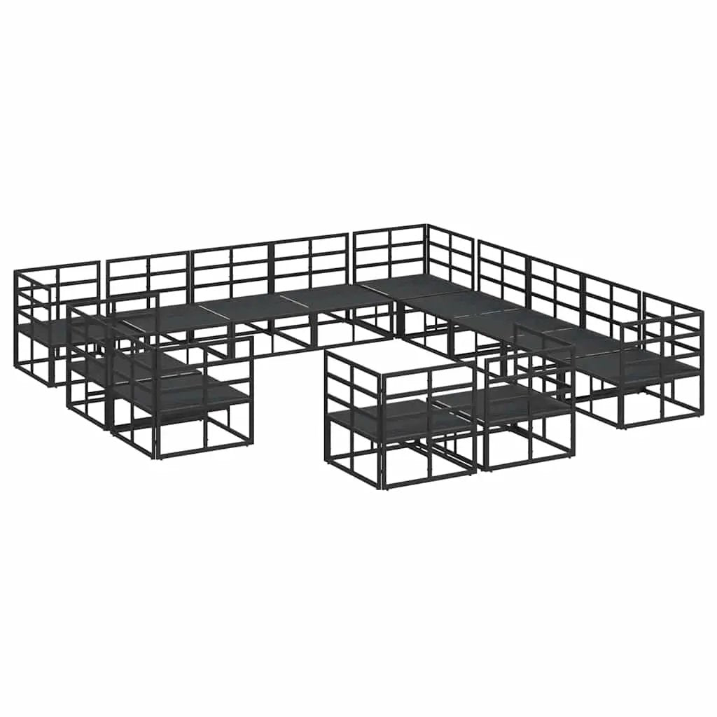 vidaXL vidaXL Garden Sofa Set with Cushion 13 pcs Black Aluminium - Garden Sofa Sets