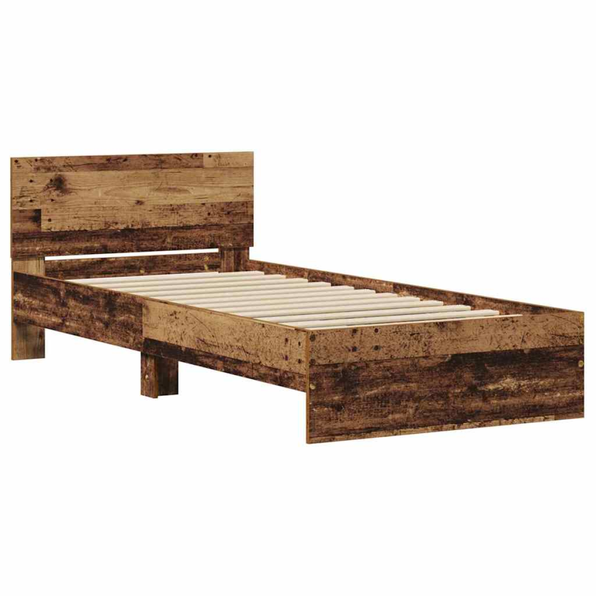 vidaXL Bed Frame with Headboard Old Wood 90 x 200 cm Engineered Wood - from vidaXL