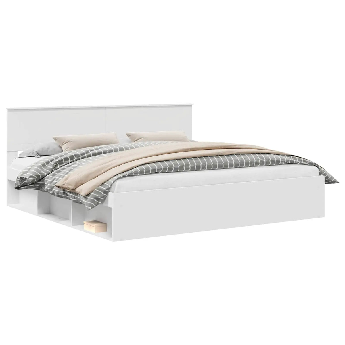 vidaXL Bed Frame with Headboard White 200 x 200 cm Solid Pine Wood - from vidaXL