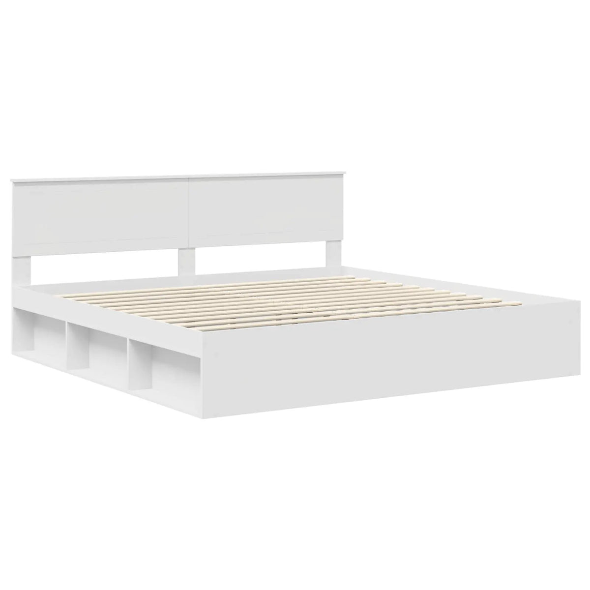vidaXL Bed Frame with Headboard White 200 x 200 cm Solid Pine Wood - from vidaXL