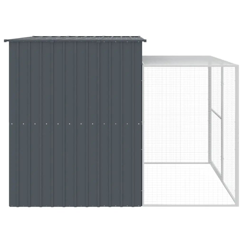 vidaXL Dog House with Run Anthracite 214x253x181 cm Galvanised Steel - from vidaXL
