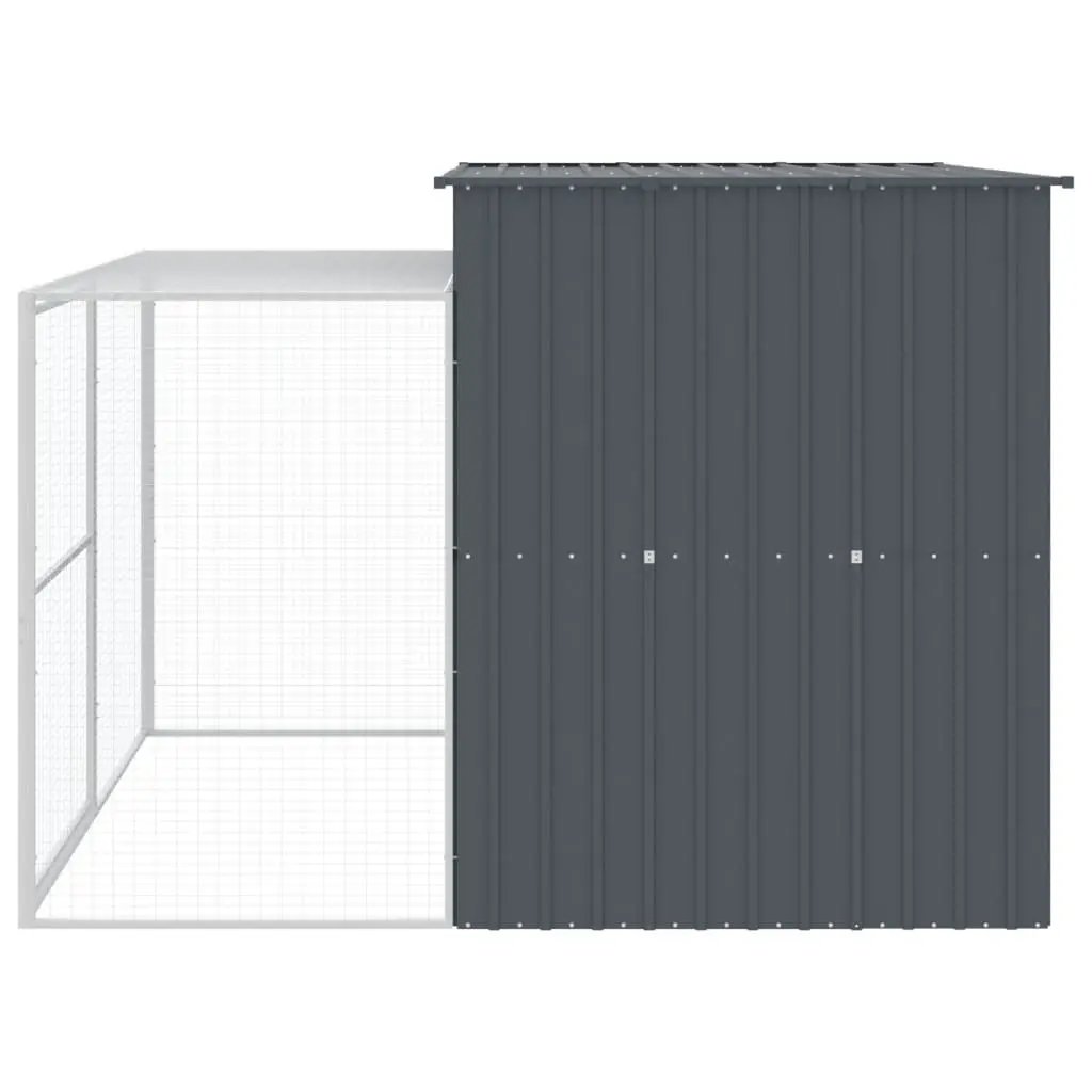 vidaXL Dog House with Run Anthracite 214x253x181 cm Galvanised Steel - from vidaXL