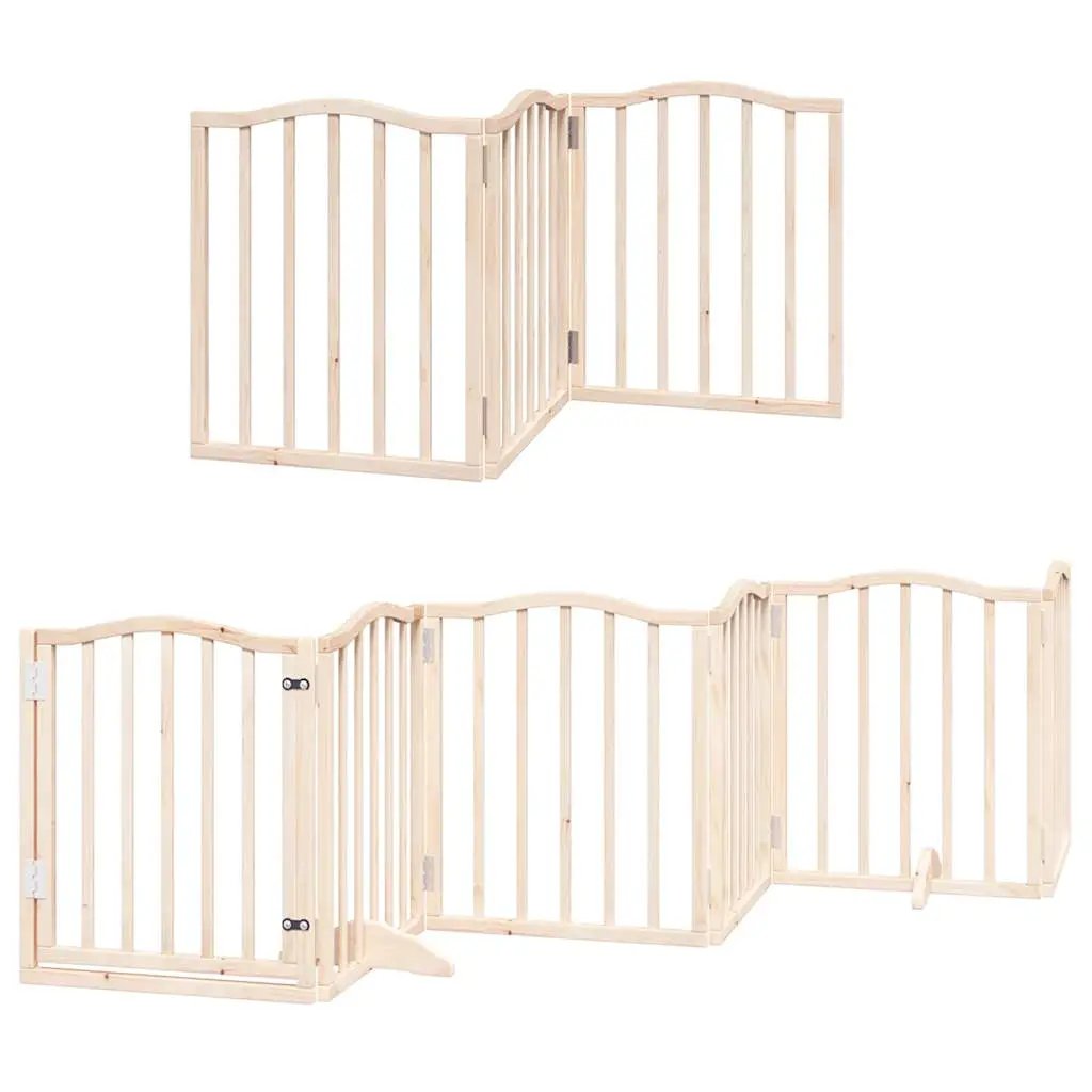 vidaXL Dog Gate with Door Foldable 9 Panels 450 cm Poplar Wood - from vidaXL