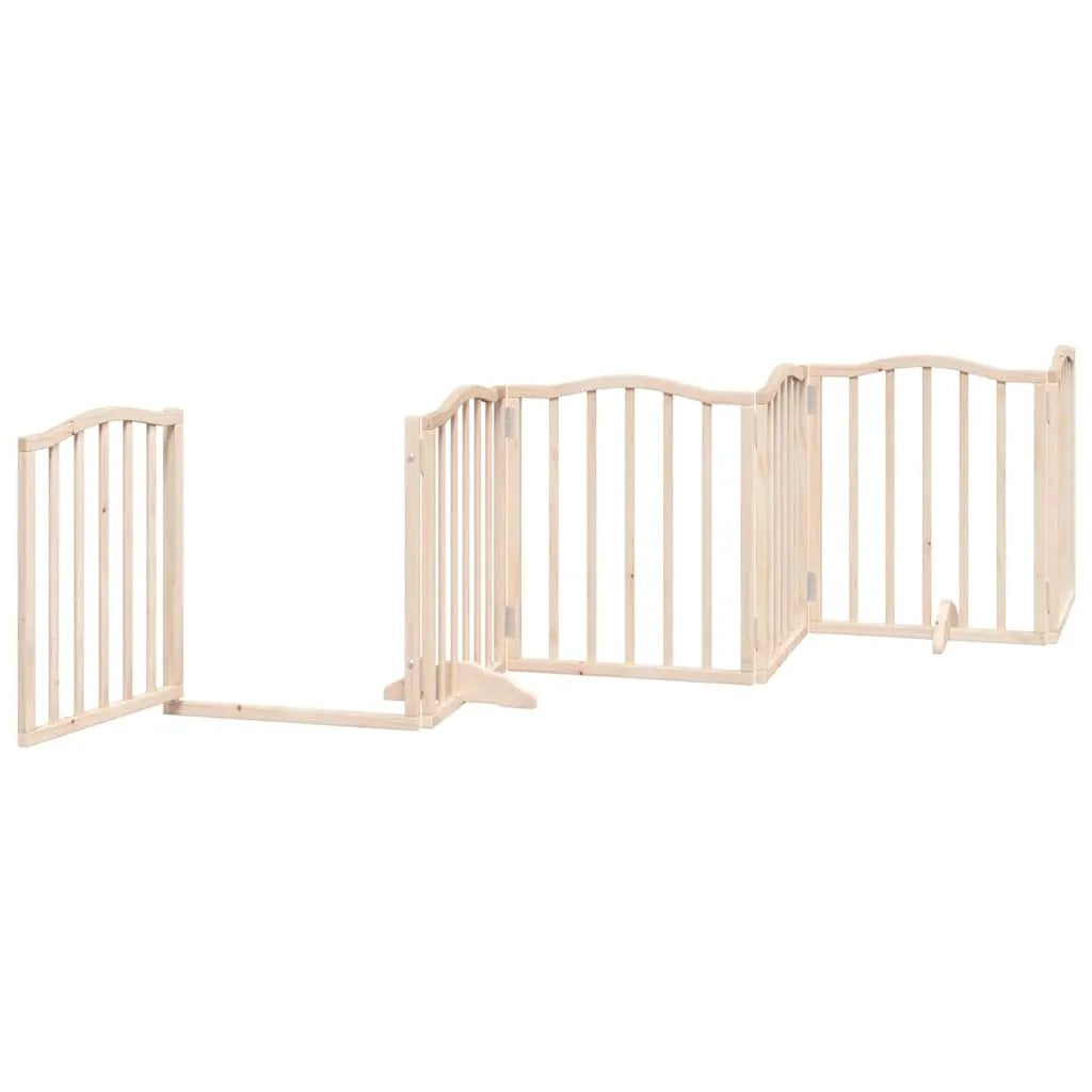 vidaXL Dog Gate with Door Foldable 9 Panels 450 cm Poplar Wood - from vidaXL