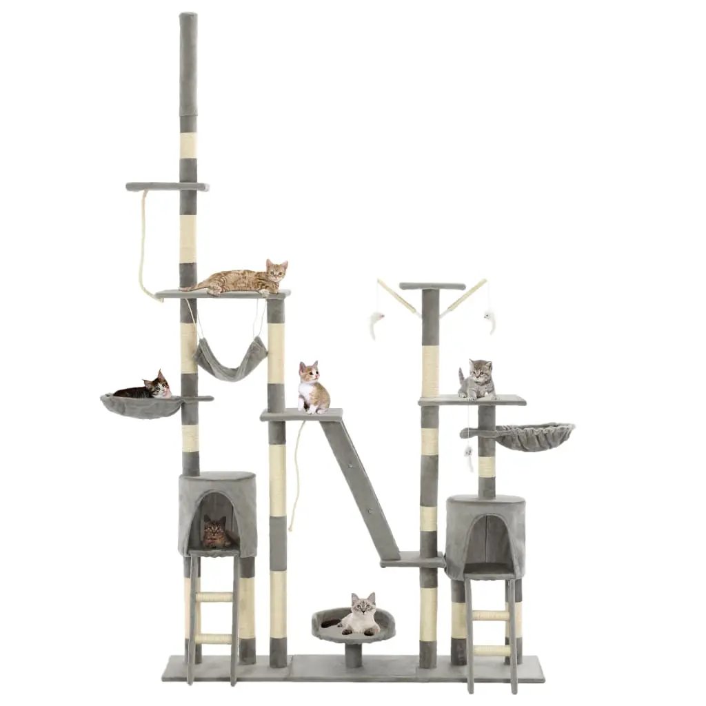 vidaXL vidaXL Cat Tree with Sisal Scratching Posts 230-250 cm Grey - Cat Tree