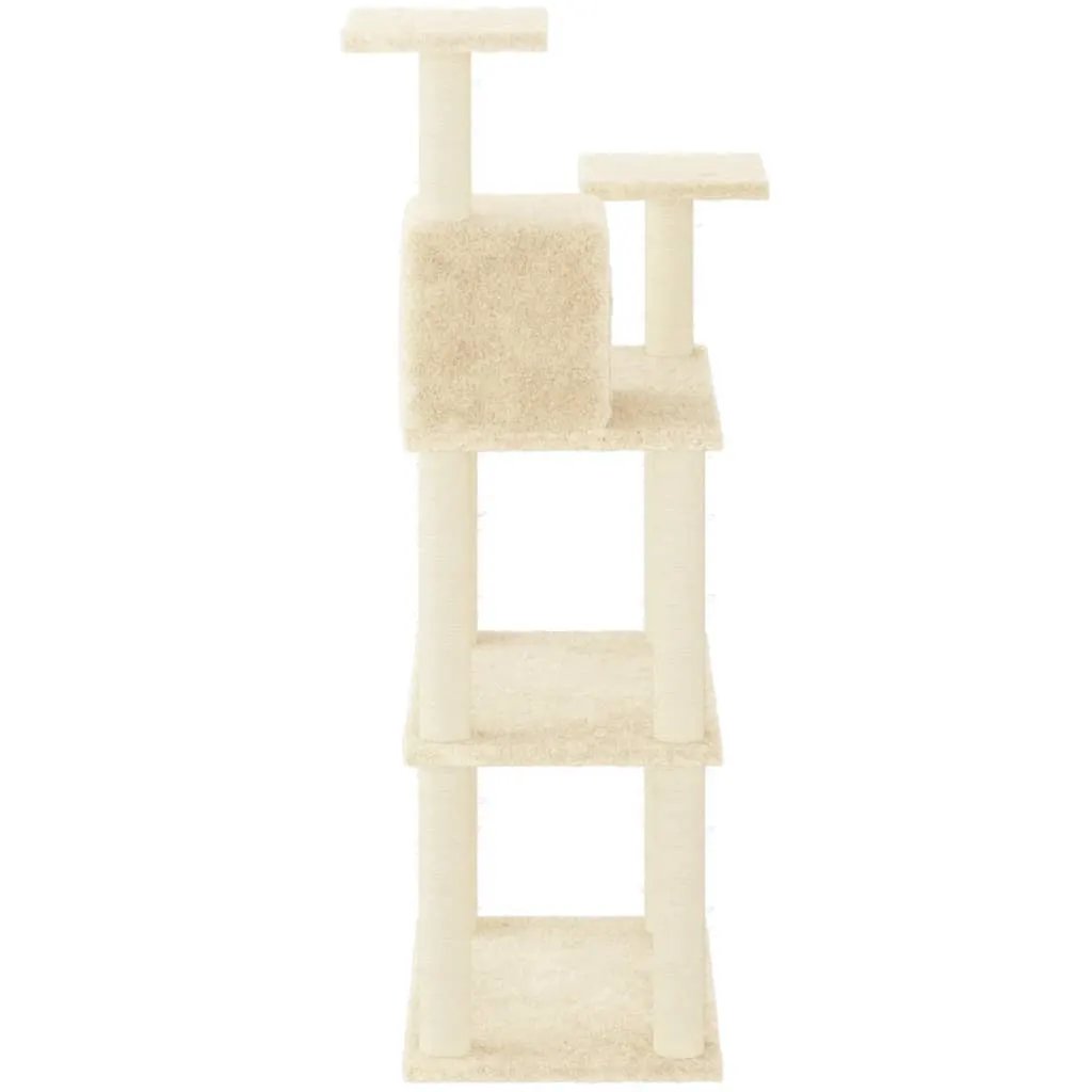 vidaXL vidaXL Cat Tree with Sisal Scratching Posts Cream 118.5 cm - Cat Tree