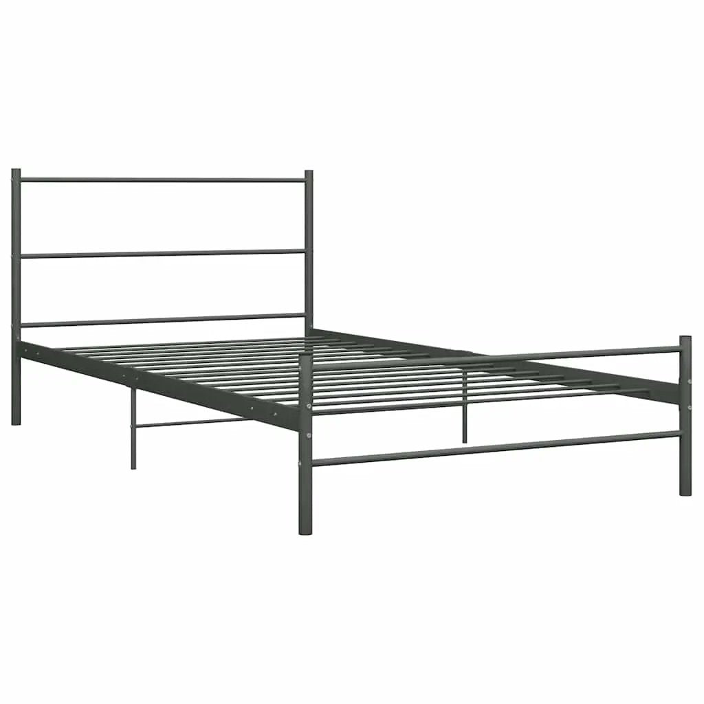 vidaXL Bed Frame | Grey | Metal | Single | Sturdy | Bed Frame | Rectangular - from vidaXL