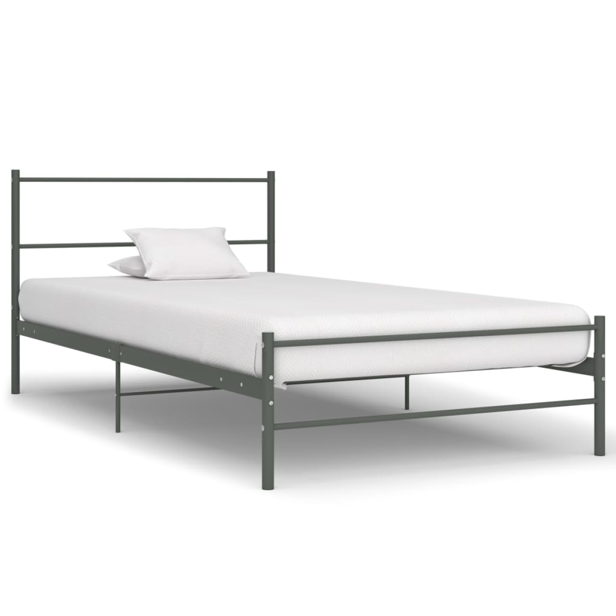 vidaXL Bed Frame | Grey | Metal | Single | Sturdy | Bed Frame | Rectangular - from vidaXL