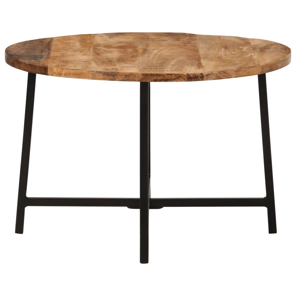 vidaXL VidaXL Round Coffee Table 54x54x35 Cm Solid Mango Wood With Industrial Iron Frame For Living Room - Coffee Table