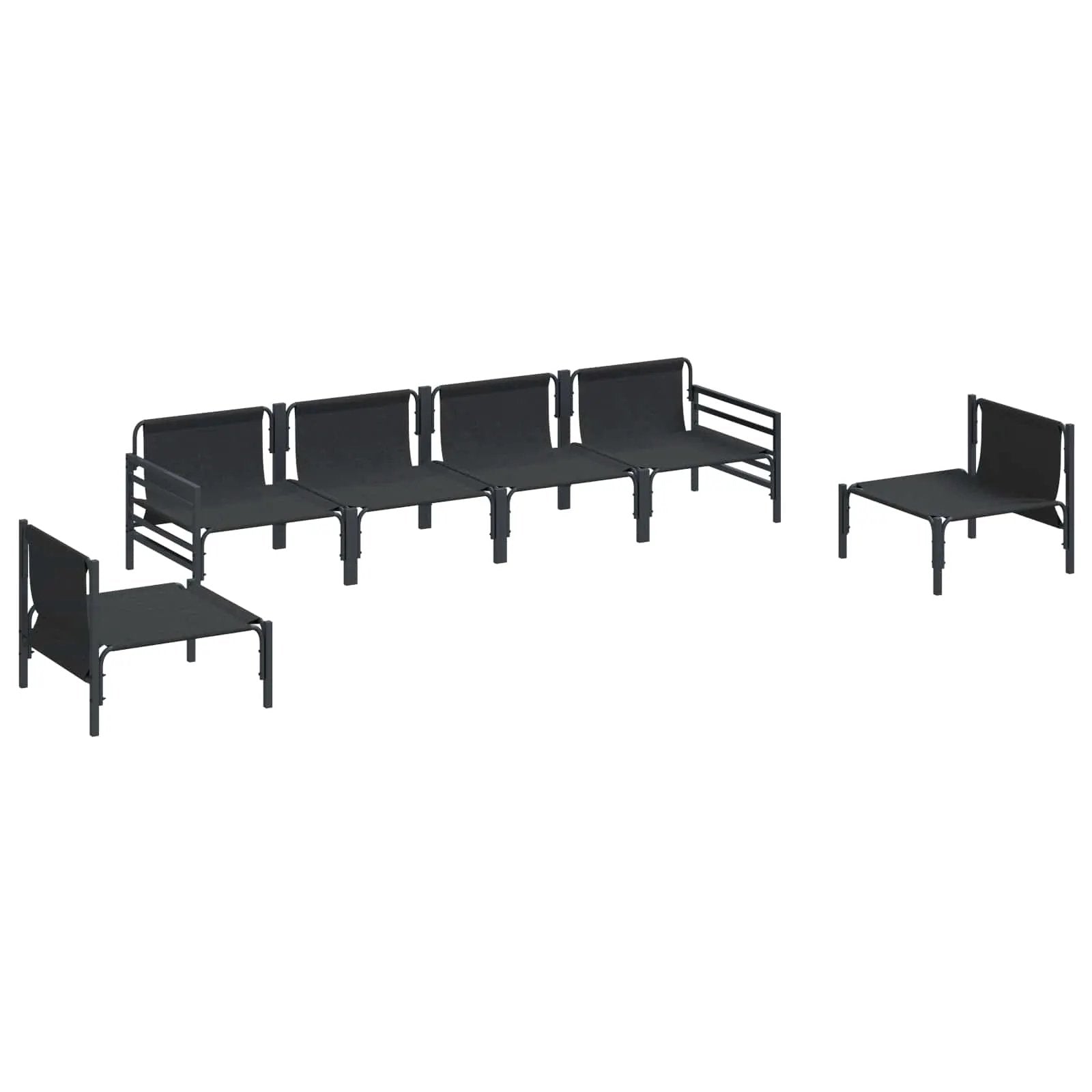 vidaXL vidaXL Garden Sofa Set with Cushion 6 pcs Black Steel - Garden Sofa Sets