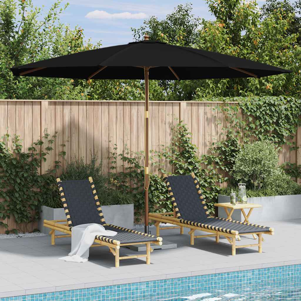 vidaXL vidaXL Garden Parasol with Wooden Pole 350 cm Black - Parasol