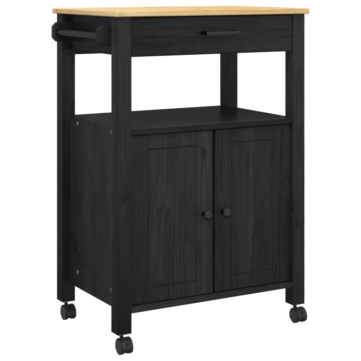 vidaXL Kitchen Trolley MONZA Black 60 x 40 x 88.5 cm Solid Pine Wood - from vidaXL