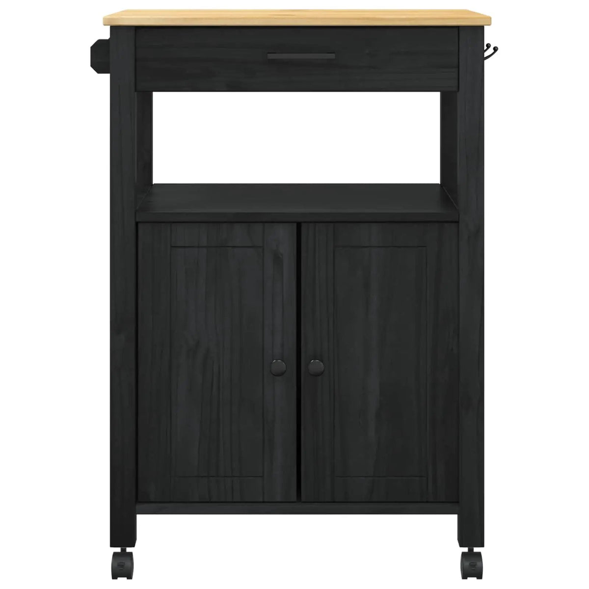 vidaXL Kitchen Trolley MONZA Black 60 x 40 x 88.5 cm Solid Pine Wood - from vidaXL