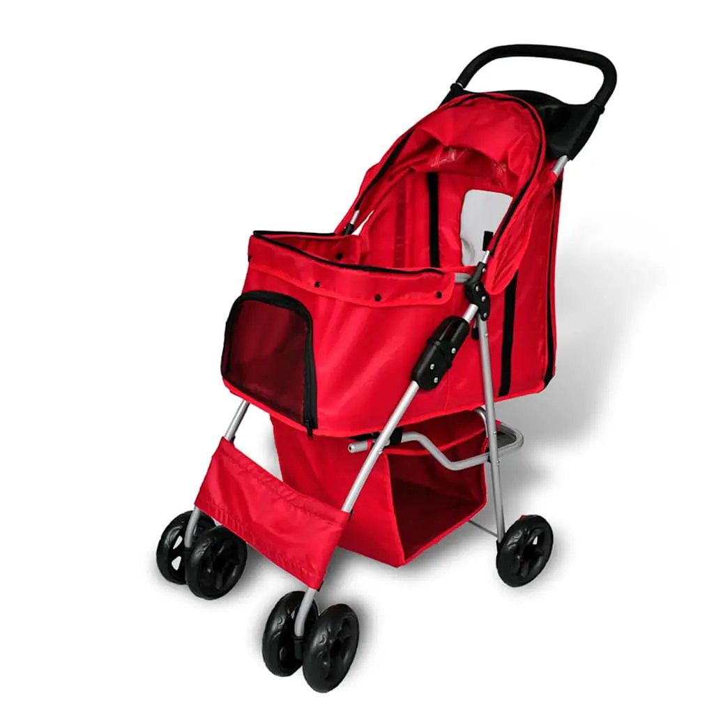 vidaXL Folding Pet Stroller Dog/Cat Travel Carrier Red - from vidaXL