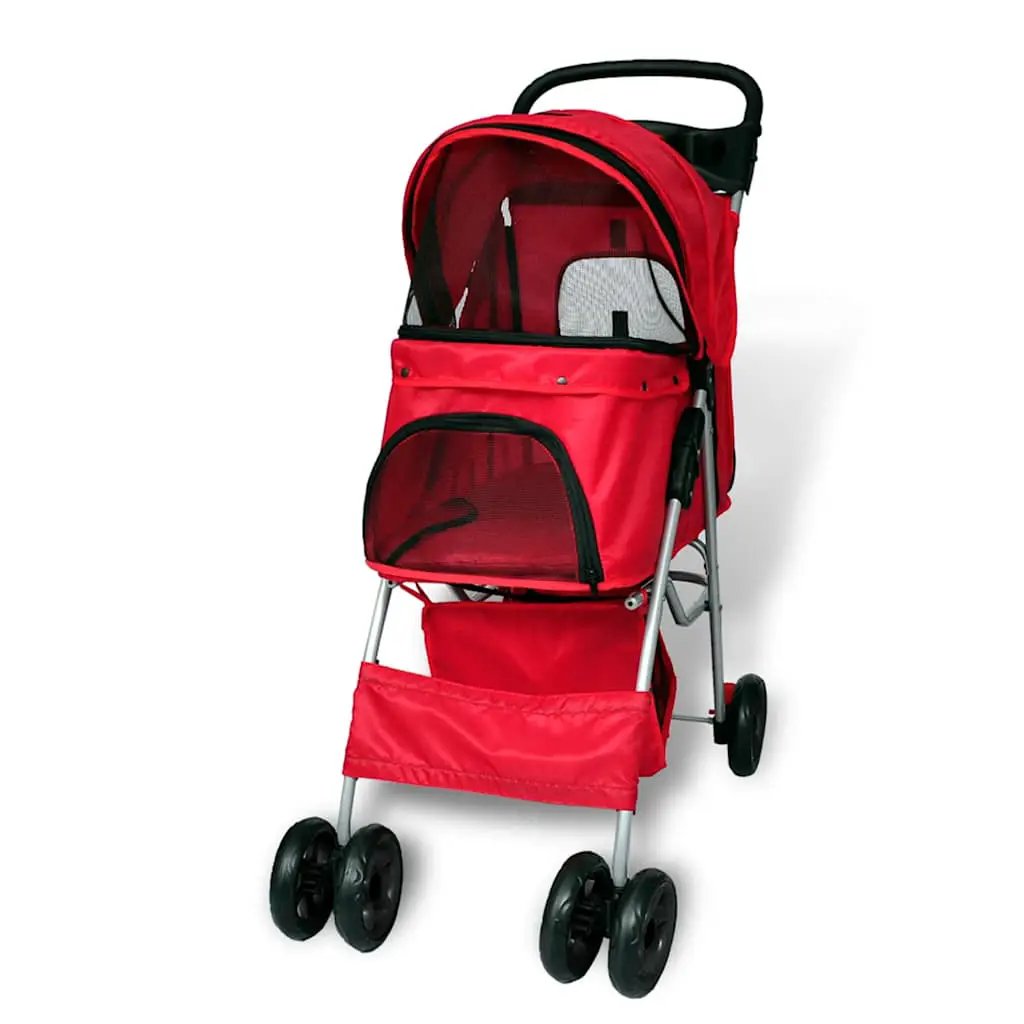 vidaXL Folding Pet Stroller Dog/Cat Travel Carrier Red - from vidaXL