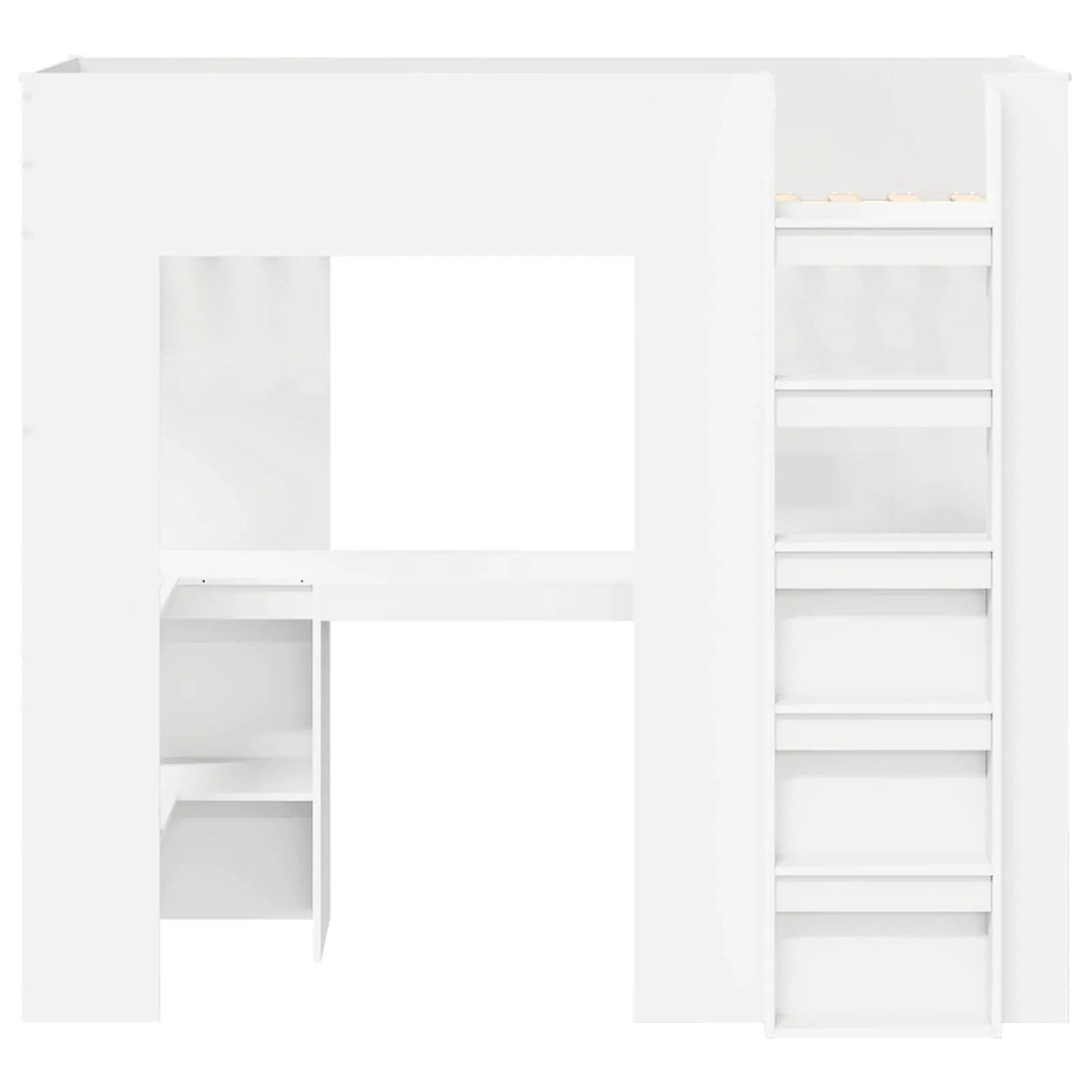vidaXL Loft Bed Frame with Desk White 75 x 190 cm Engineered Wood - from vidaXL