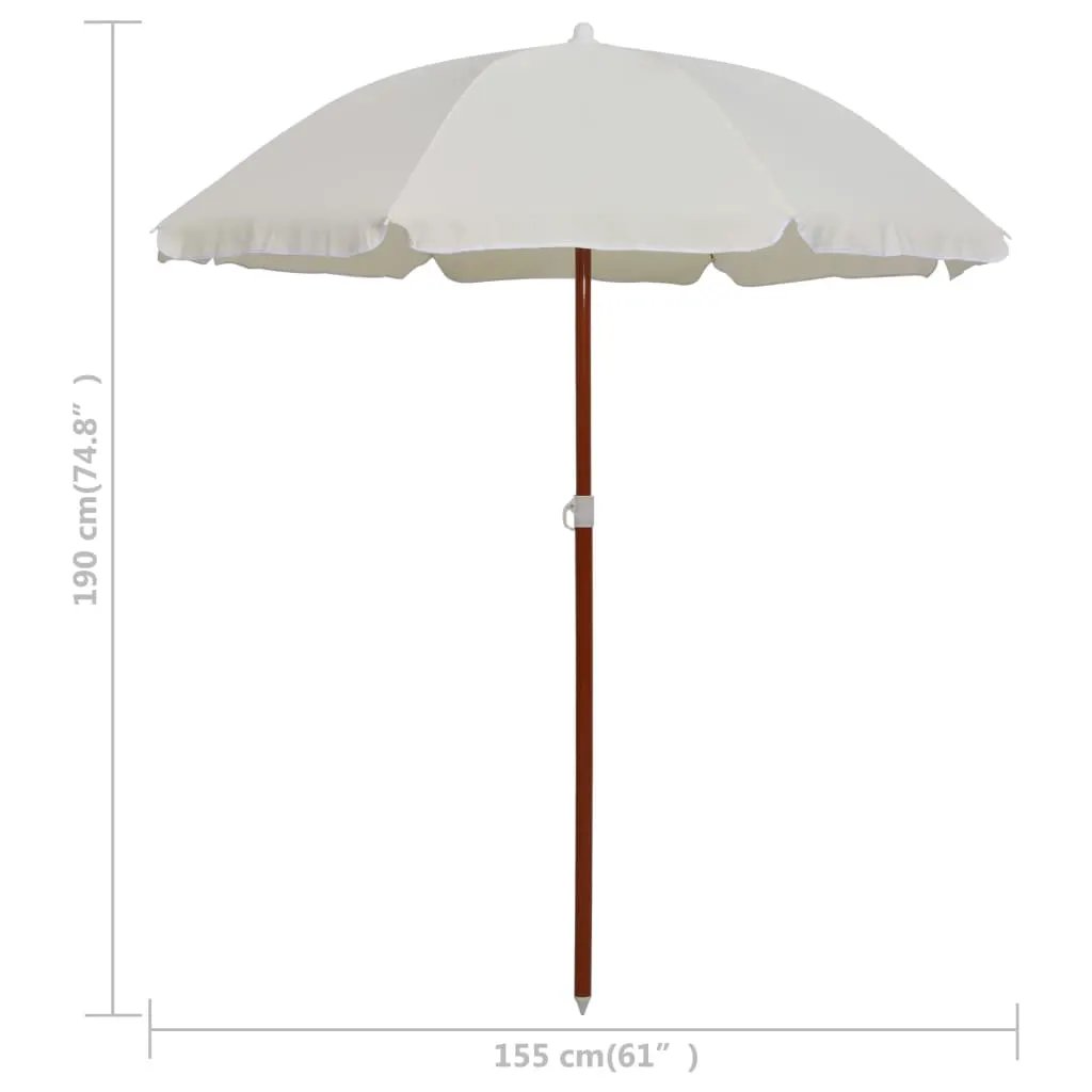 vidaXL vidaXL Garden Parasol with Steel Pole 180 cm Sand - Parasol