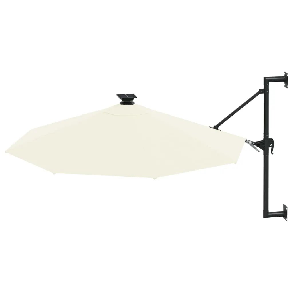 vidaXL vidaXL Wall-mounted Garden Parasol with LEDs 300 cm Sand - Parasol