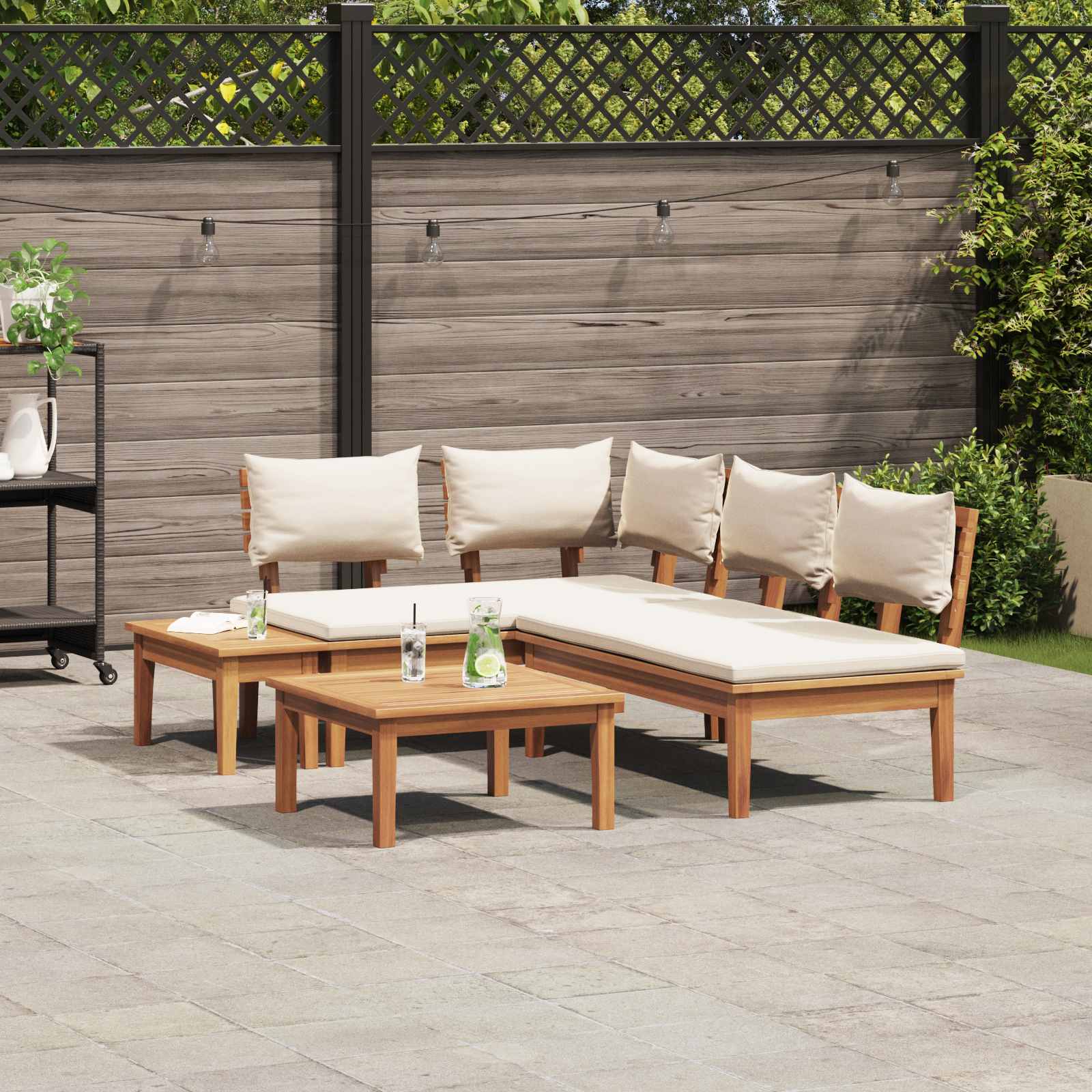 vidaXL vidaXL Garden Sofa Set 4 pcs Brown and Cream - Garden Sofa Sets