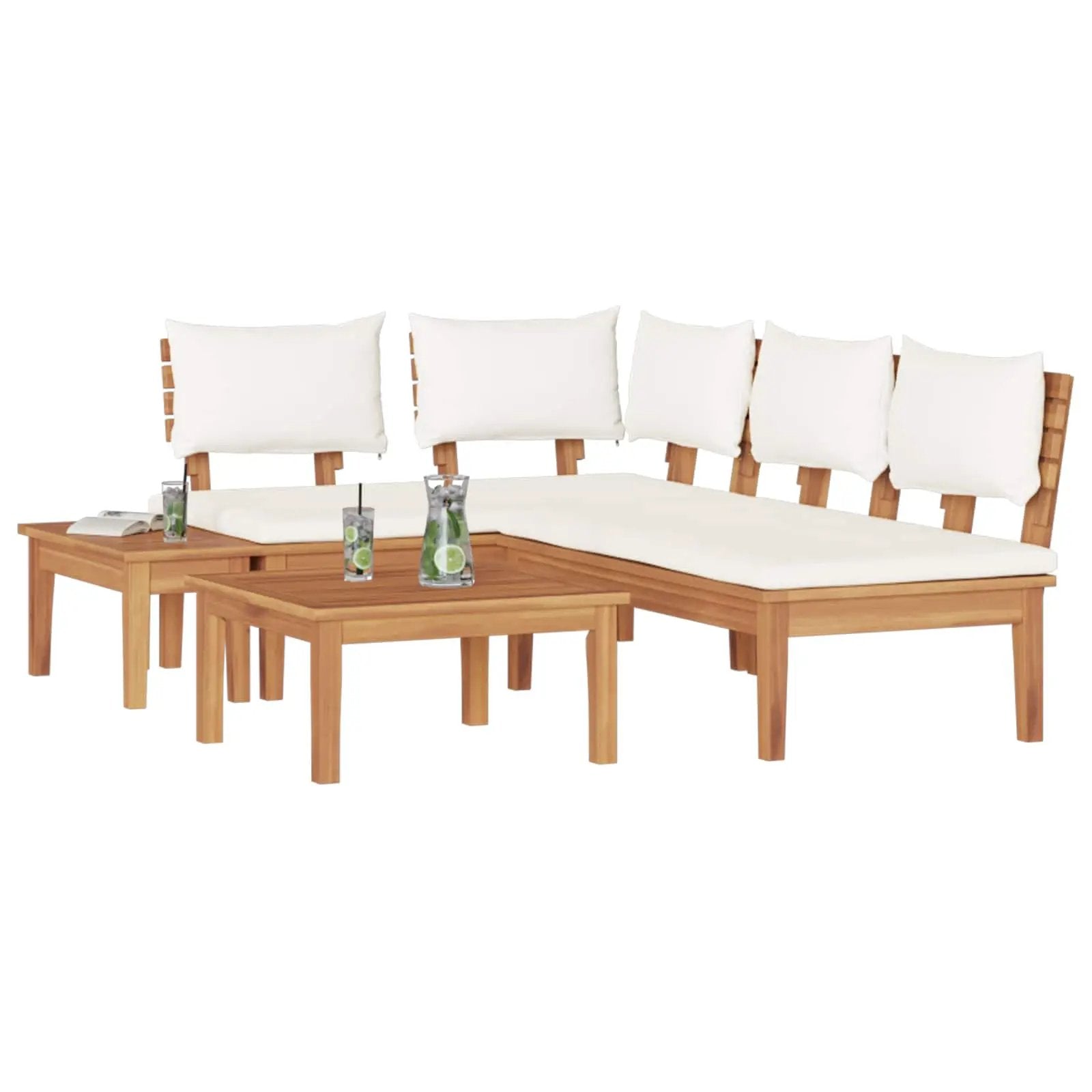 vidaXL vidaXL Garden Sofa Set 4 pcs Brown and Cream - Garden Sofa Sets