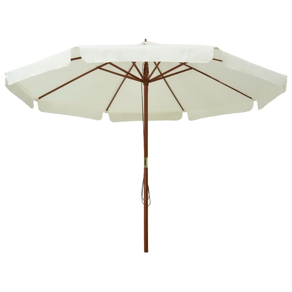 vidaXL vidaXL Garden Parasol with Wooden Pole 330 cm Sand White - Parasol
