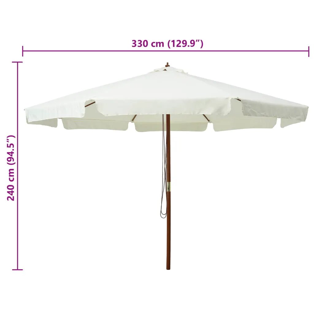 vidaXL vidaXL Garden Parasol with Wooden Pole 330 cm Sand White - Parasol