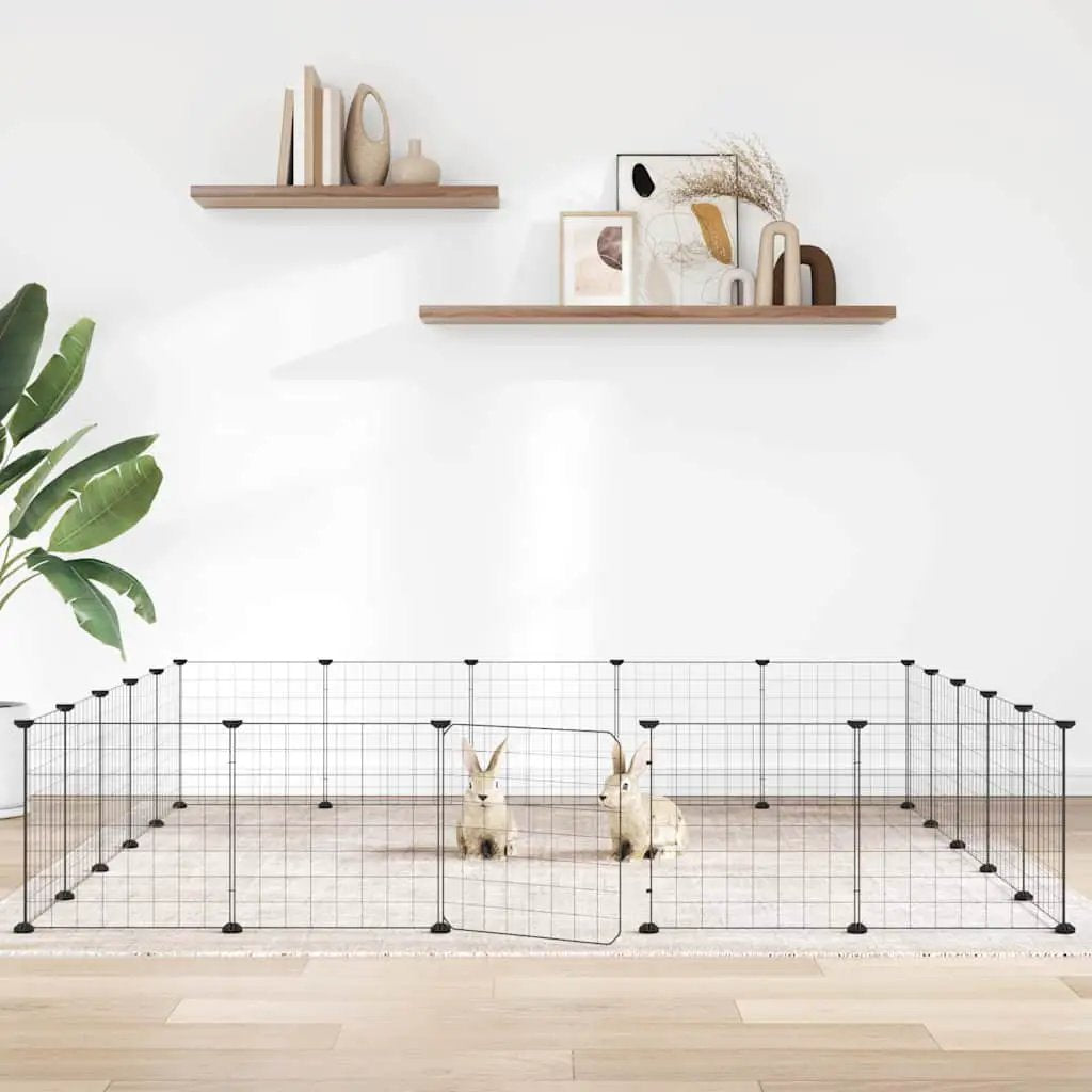 vidaXL Pet Cage | Black | Powder-Coated Steel - from vidaXL