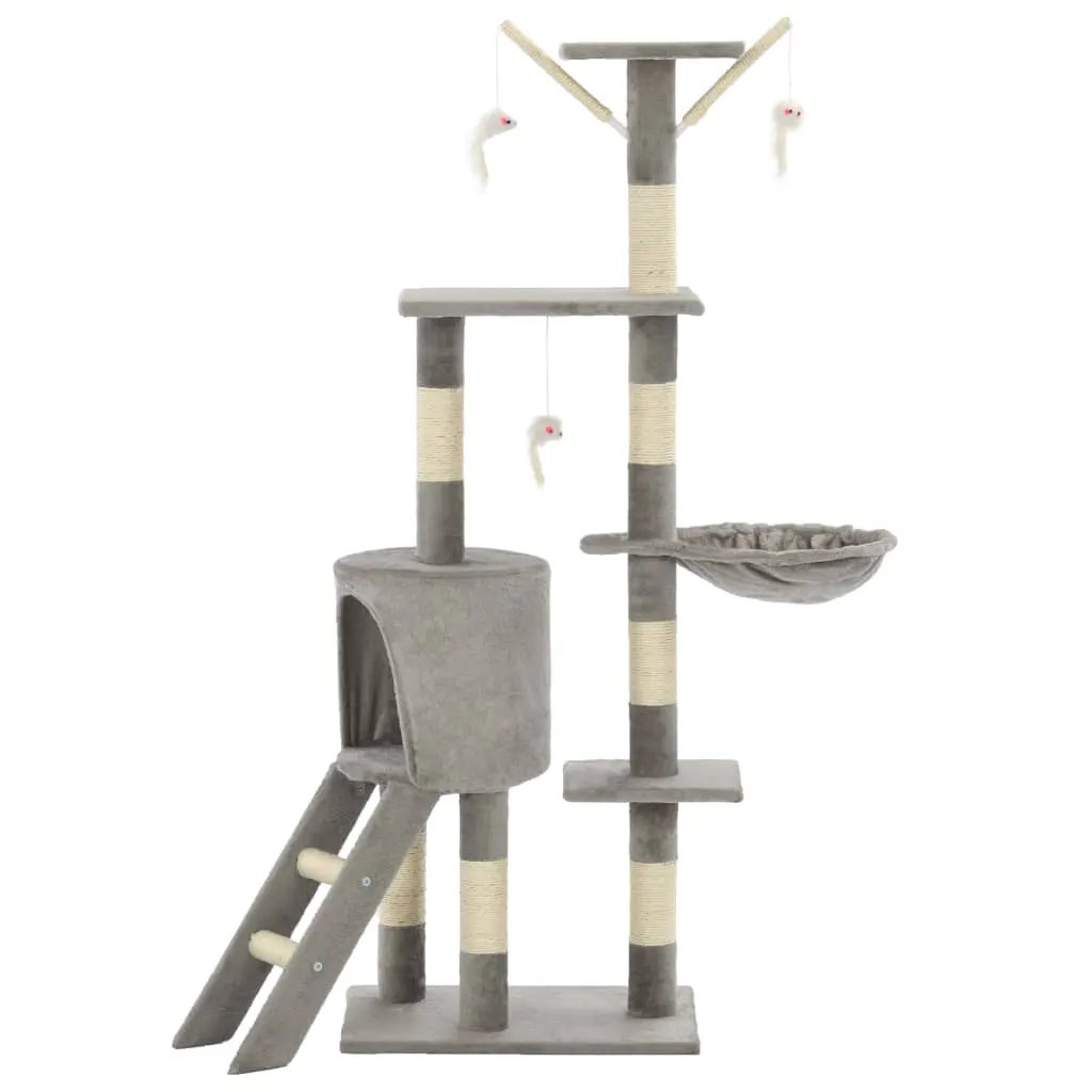 vidaXL vidaXL Cat Tree with Sisal Scratching Posts 138 cm Grey - Cat Tree