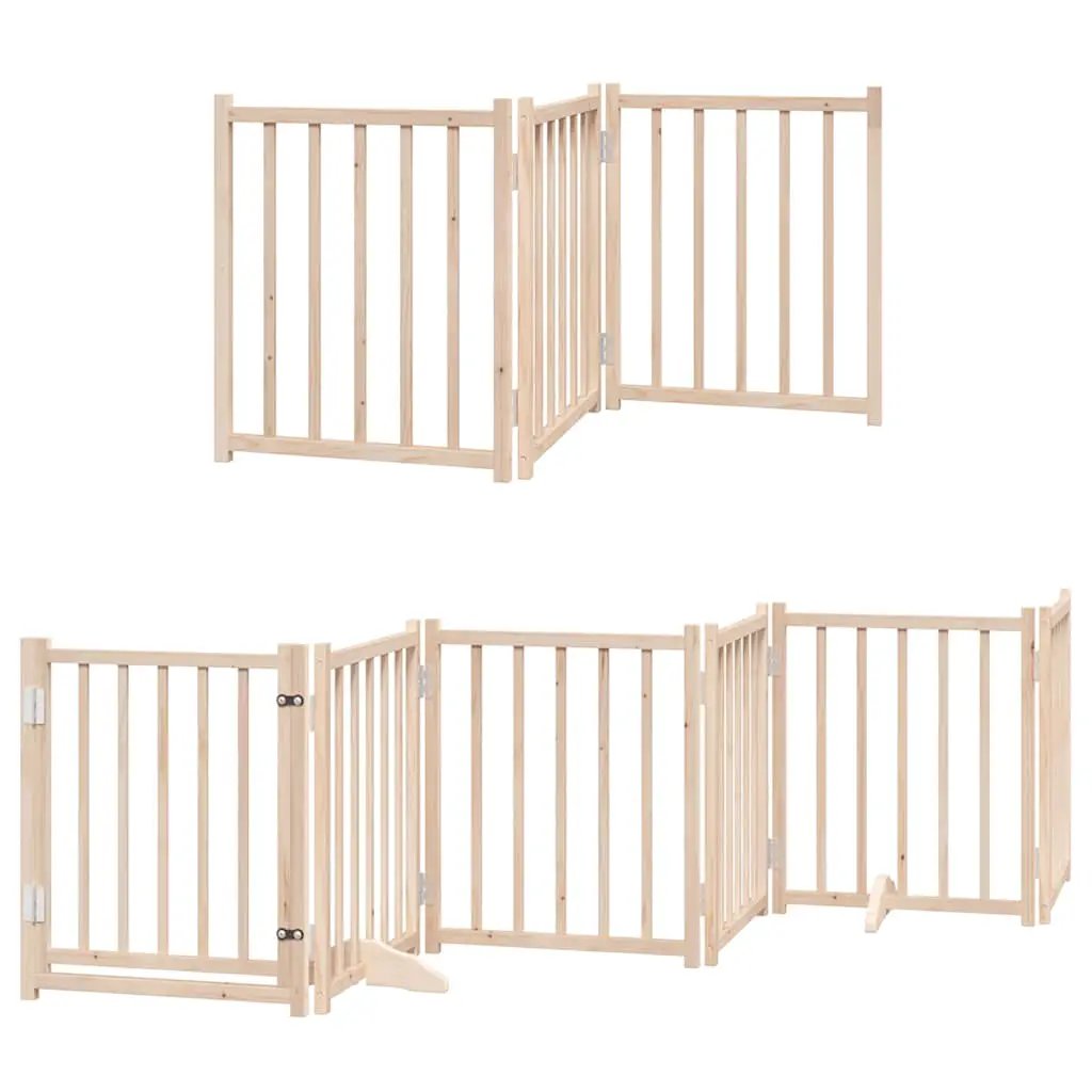 vidaXL Dog Gate with Door Foldable 9 Panels 450 cm Poplar Wood - from vidaXL