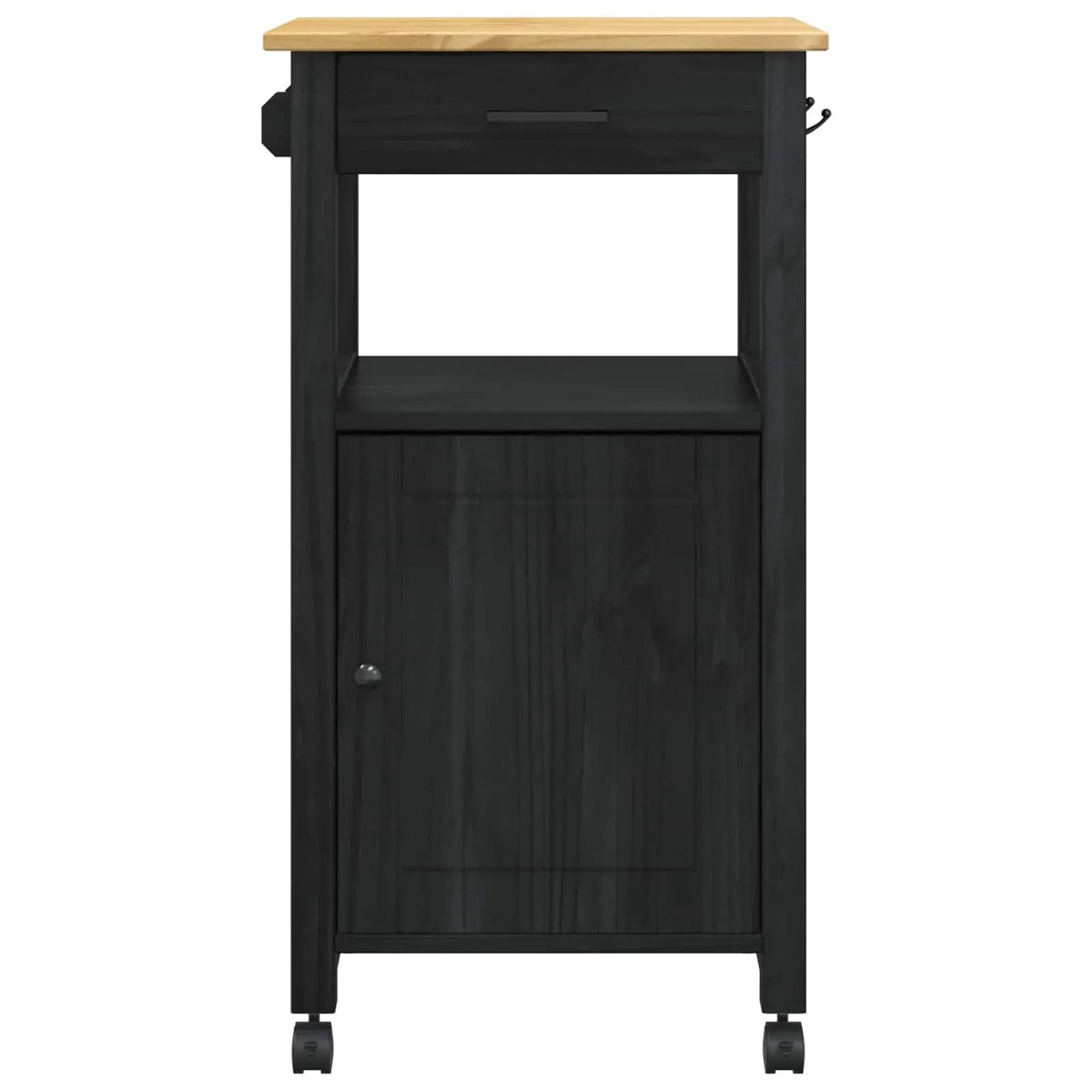 vidaXL Kitchen Trolley MONZA Black 48 x 40 x 88.5 cm Solid Pine Wood - from vidaXL