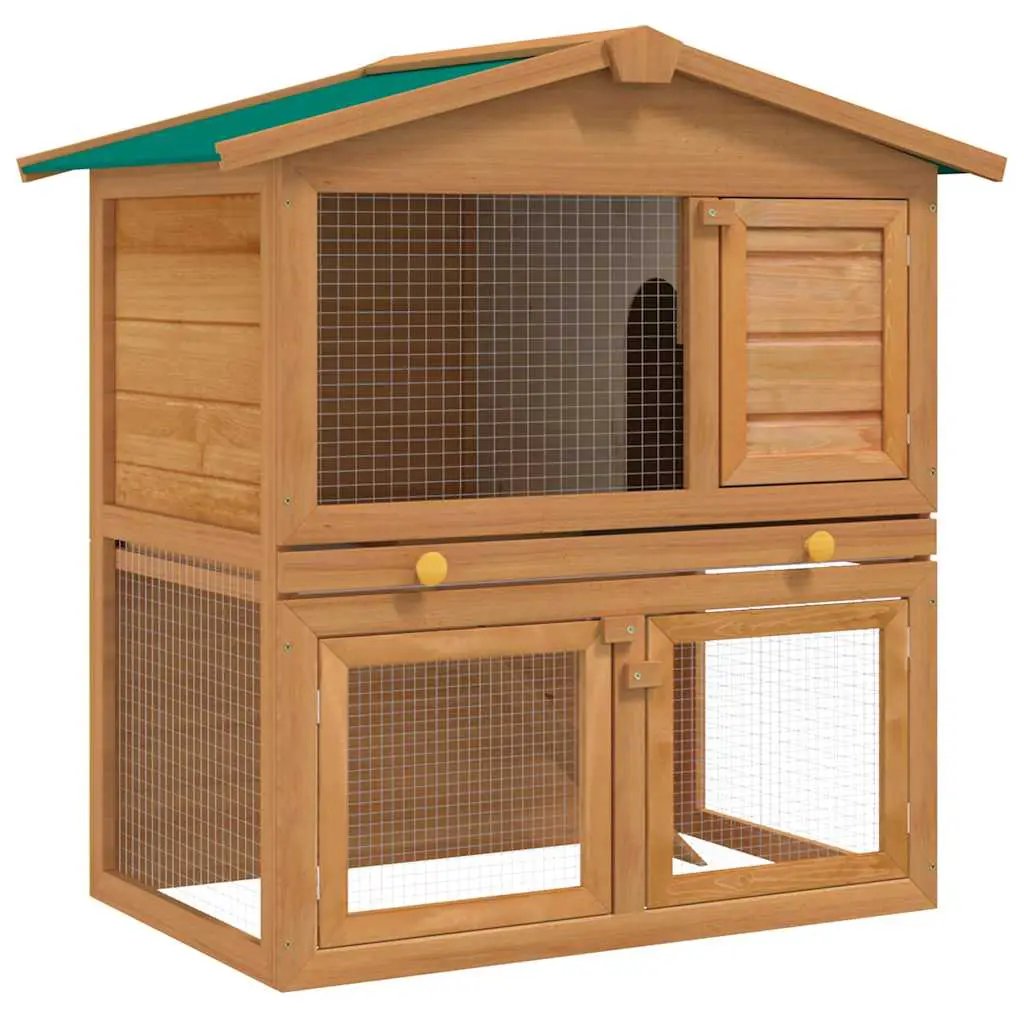 vidaXL Outdoor Rabbit Hutch Small Animal House Pet Cage 3 Doors Wood - from vidaXL