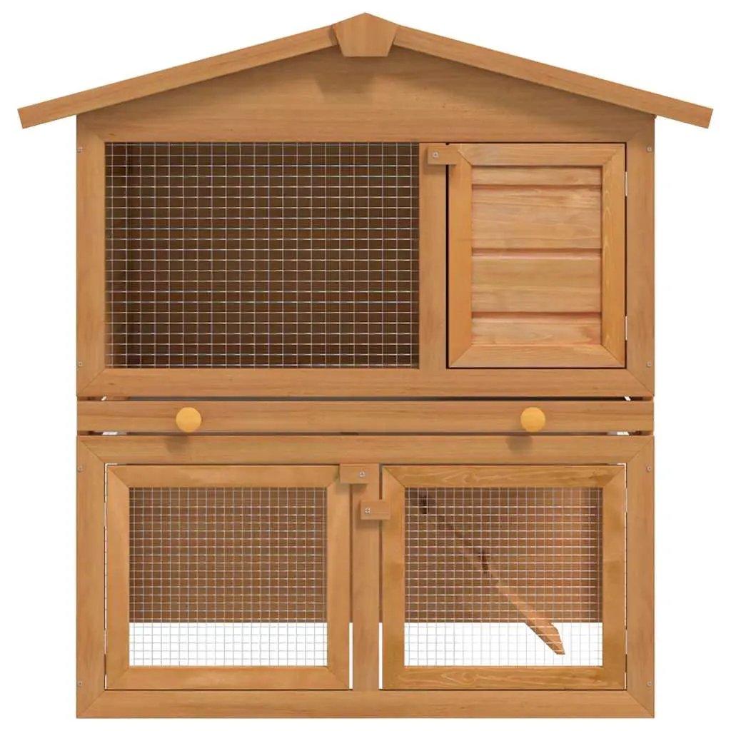 vidaXL Outdoor Rabbit Hutch Small Animal House Pet Cage 3 Doors Wood - from vidaXL