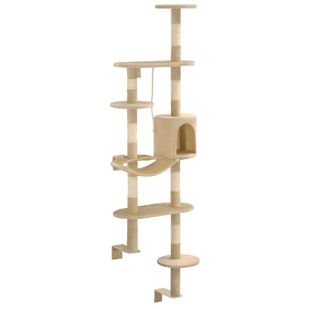 vidaXL vidaXL Cat Tree with Sisal Scratching Posts Wall Mounted 194 cm Beige - Cat Tree