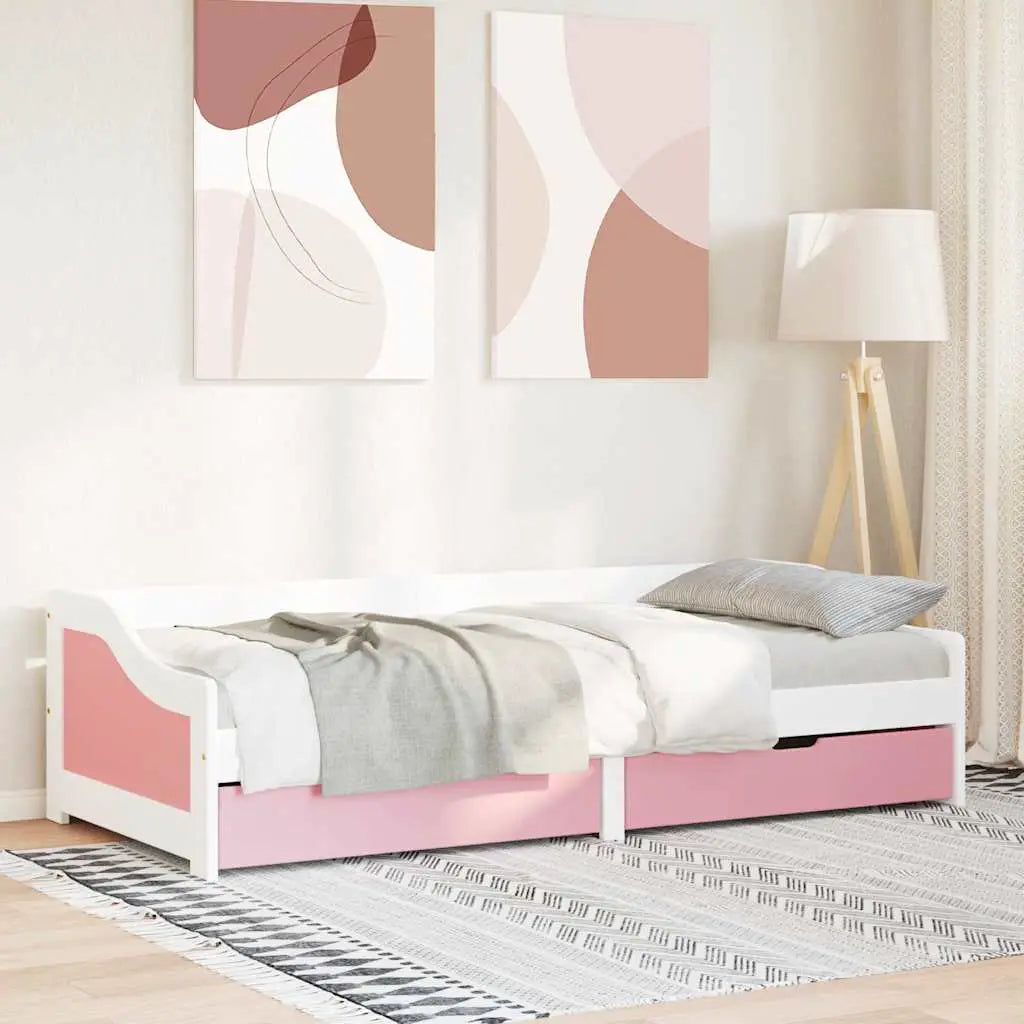vidaXL Day Bed with 2 Drawers without Mattress IRUN White&Pink 90x200 cm - from vidaXL