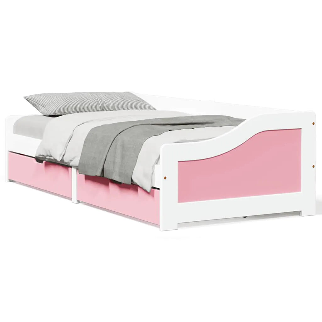 vidaXL Day Bed with 2 Drawers without Mattress IRUN White&Pink 90x200 cm - from vidaXL